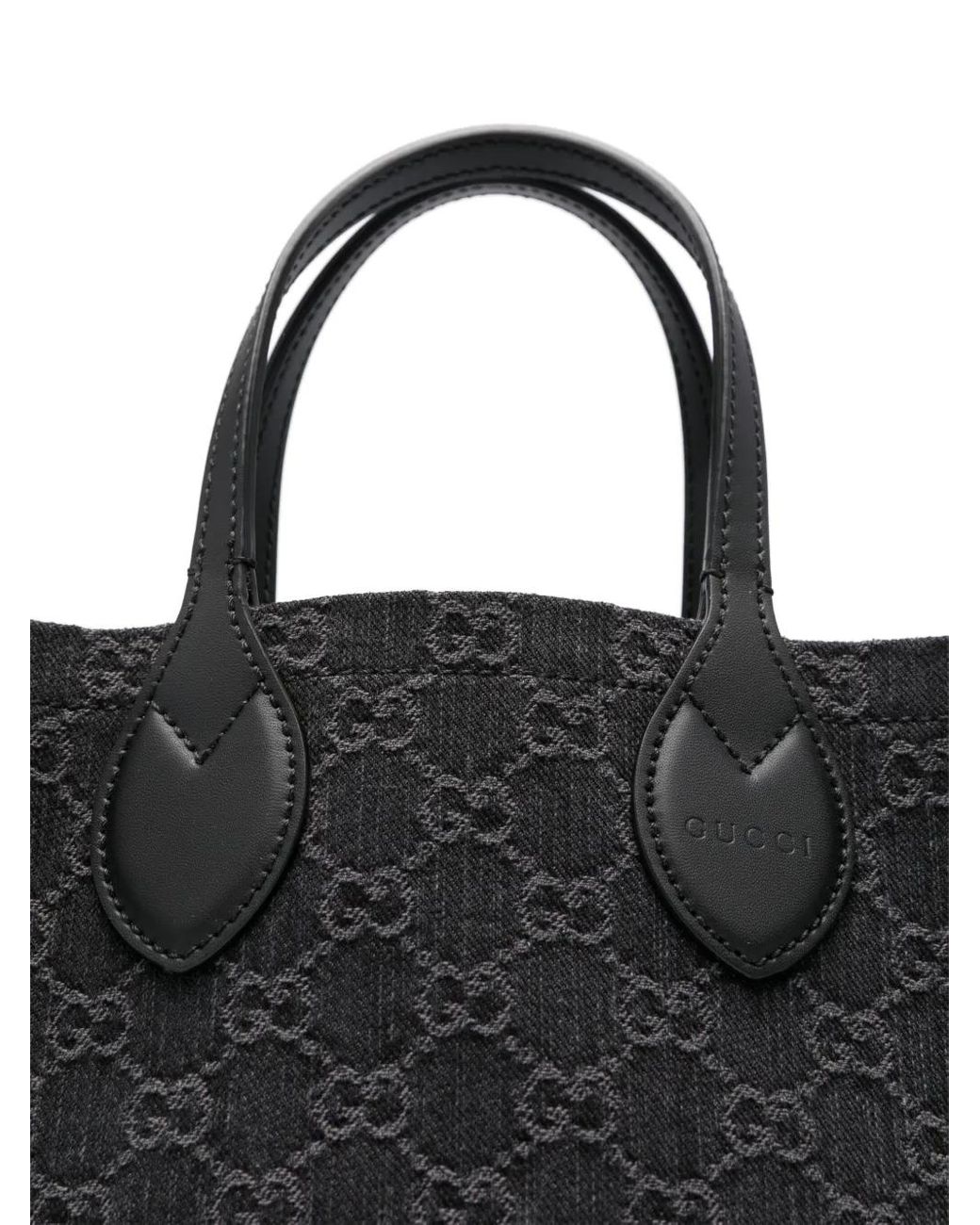 Gucci Black Ophidia GG Denim Medium Tote Bag