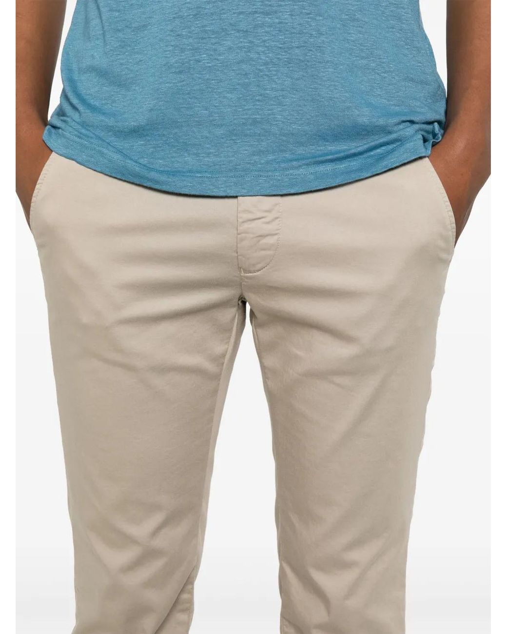 Chino Con Risvolto di Mason's in Natural da Uomo