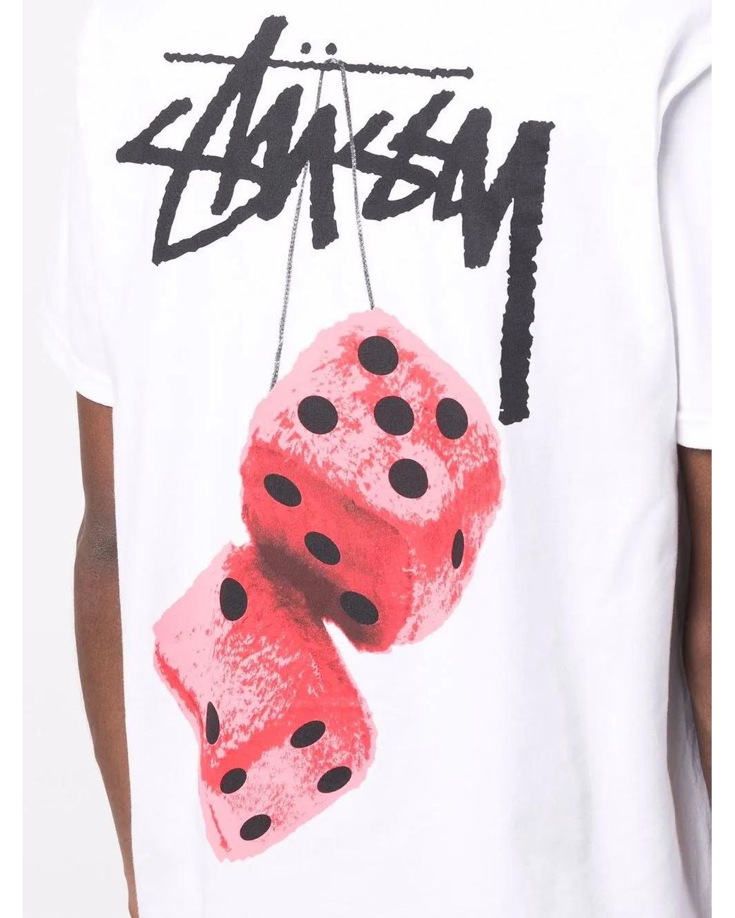 Stussy White Dice Logo-Print T-Shirt for men