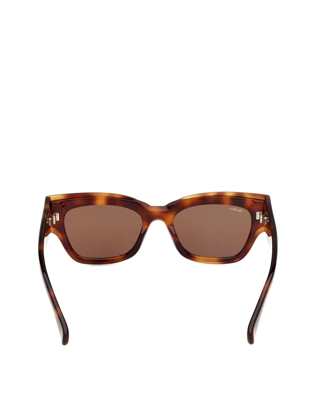 Max Mara Brown Tortoiseshell-Effect Geometric-Frame Sunglasses