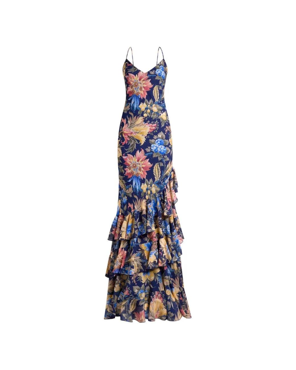 Etro White Long Seersucker Dress With Ruffles And Floral Motif