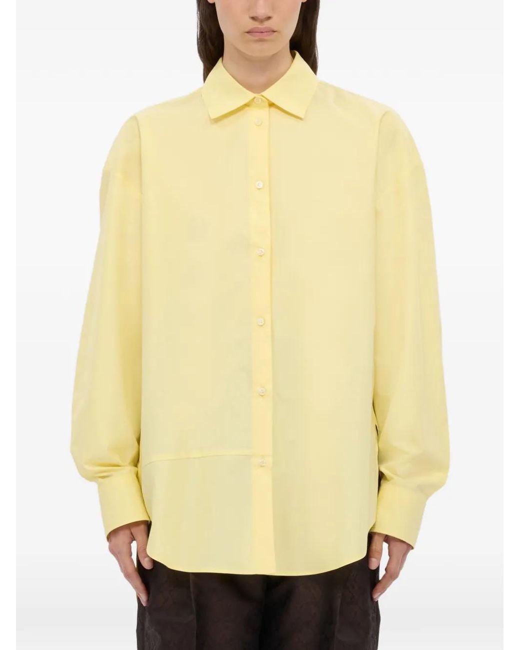 MSGM Yellow Asymmetric Long-Sleeve Shirt