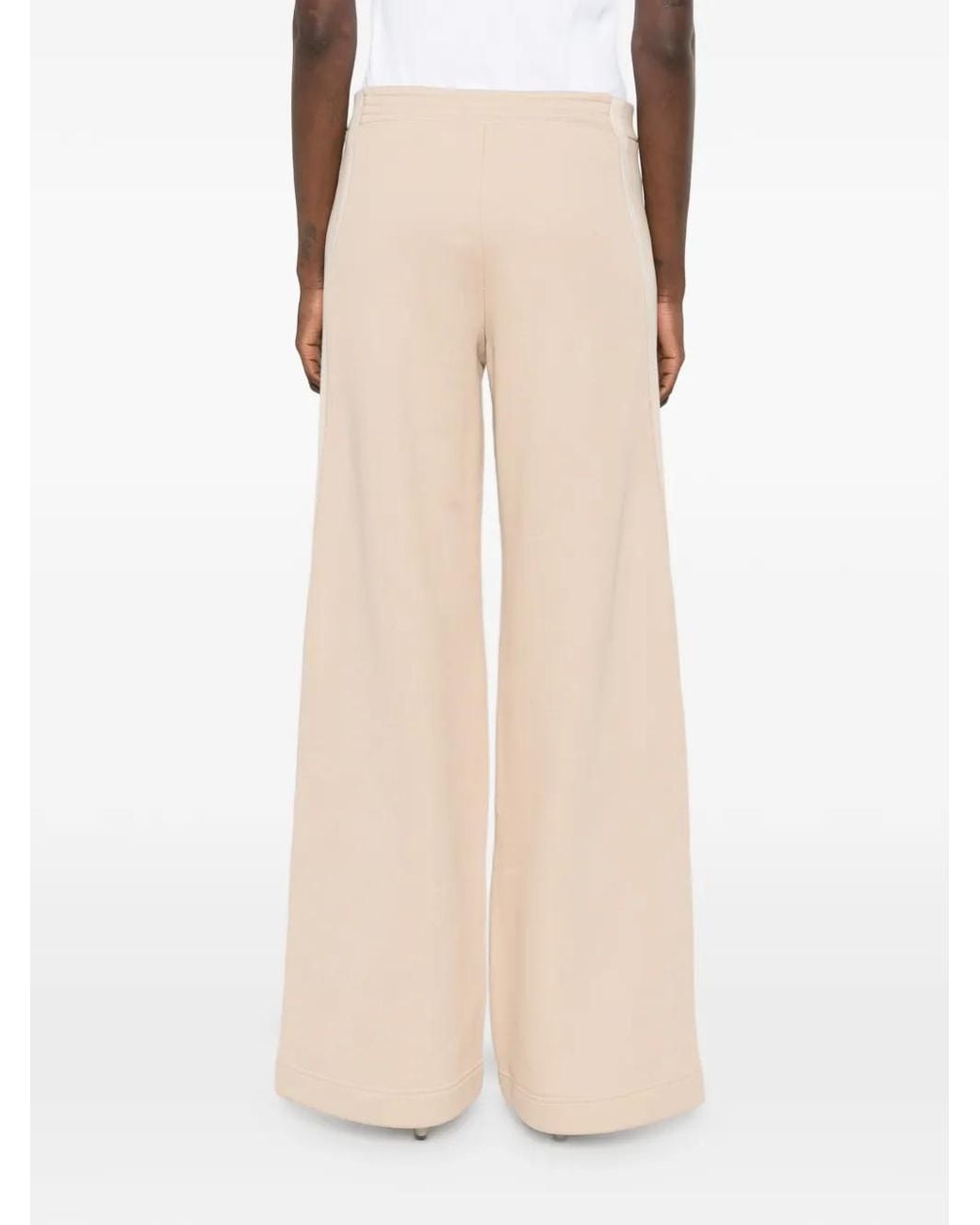 Max Mara White Side-Stripe Wide-Leg Trousers