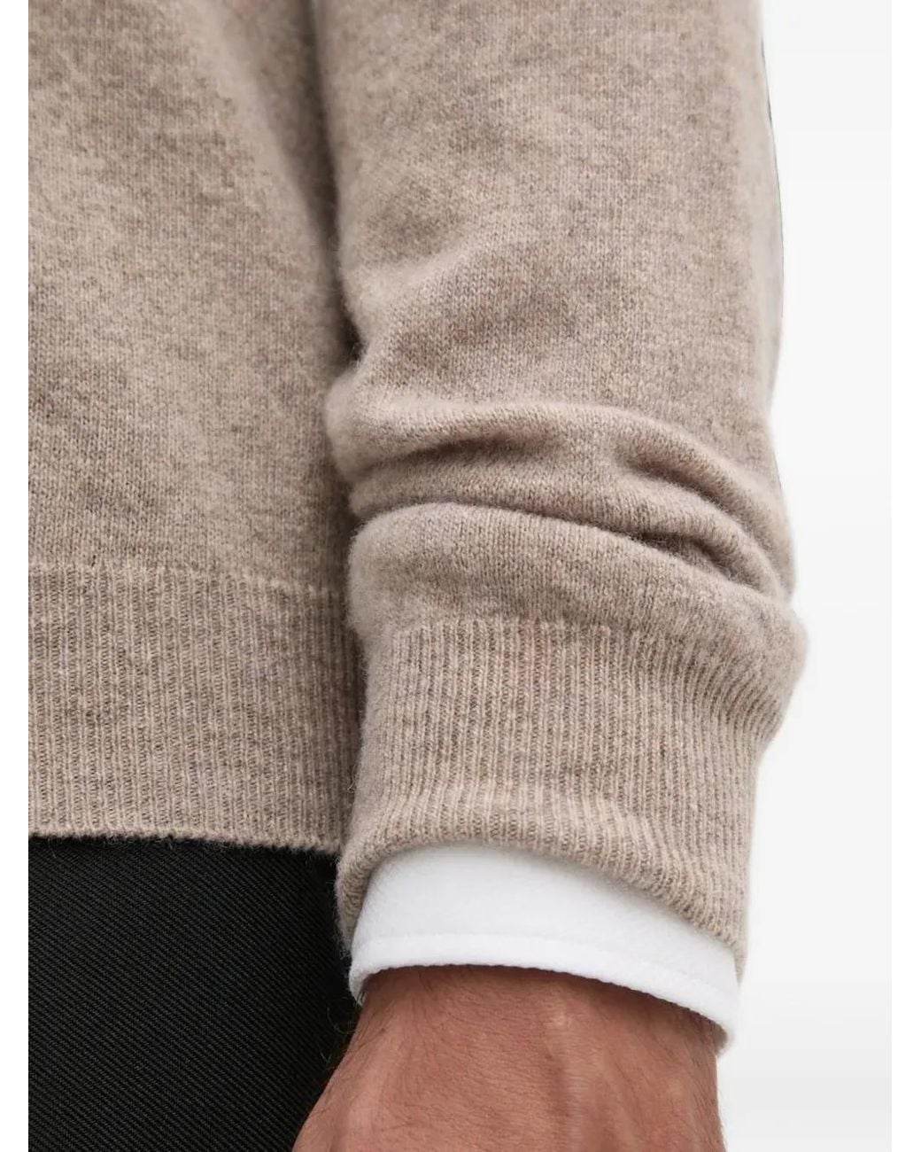 Benetton Gray V-Neck Wool Sweater for men
