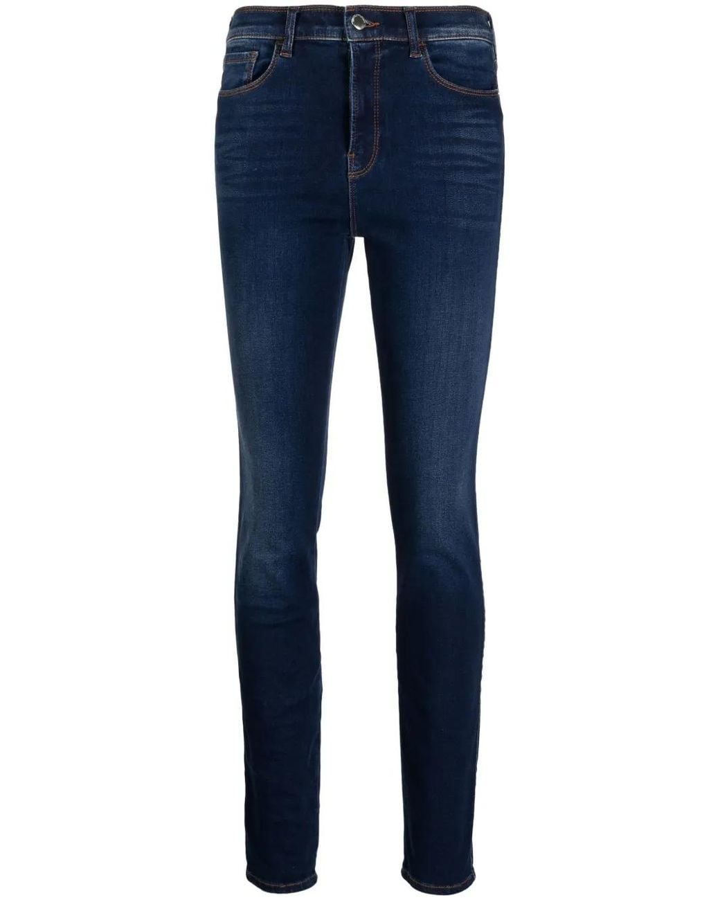 Emporio Armani Blue Logo-Embroidered Skinny Jeans