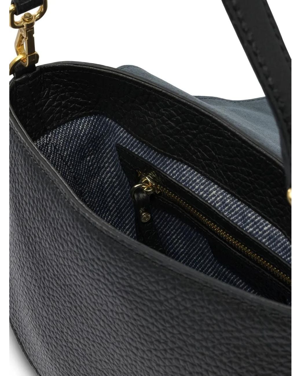 Gianni Chiarini Black Brooke Pebble-Leather Curved Shoulder Bag