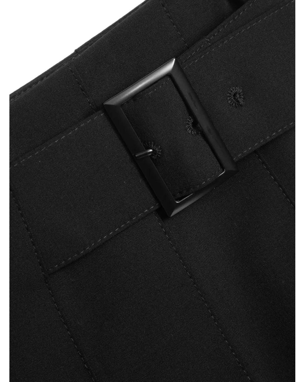 Vera Wang Black Buckle-Detail Pleated Skirt