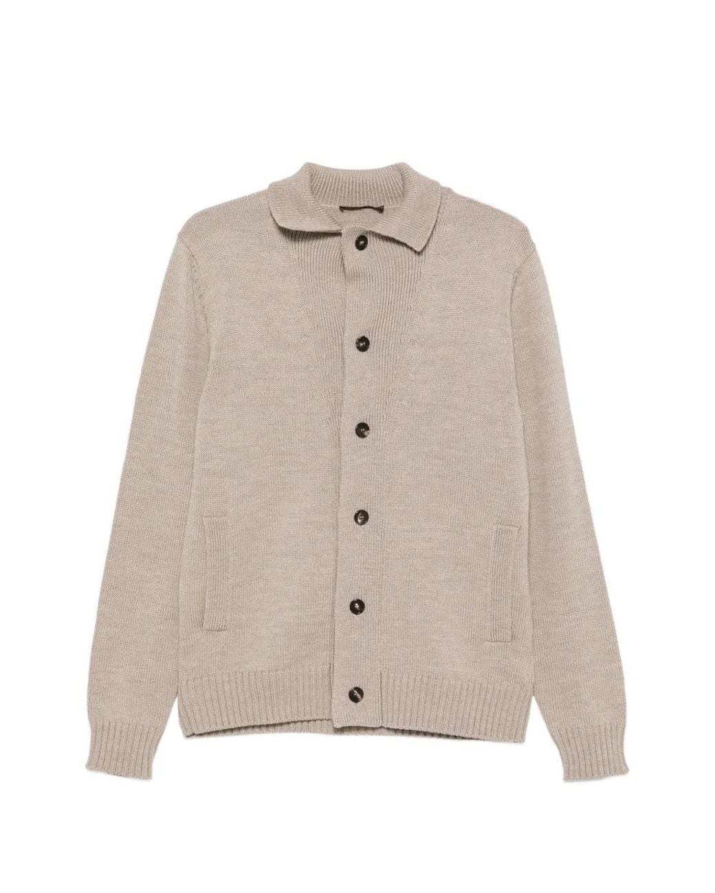 Zanone Natural Button-Up Collared Cardigan for men