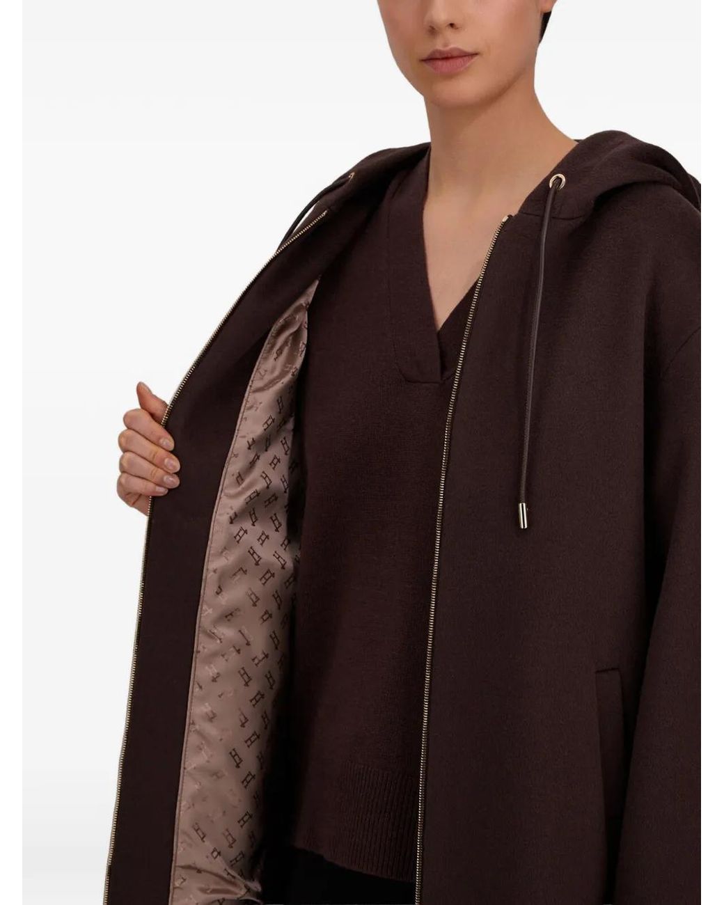 Herno Brown Sable-Effect Hooded Jacket