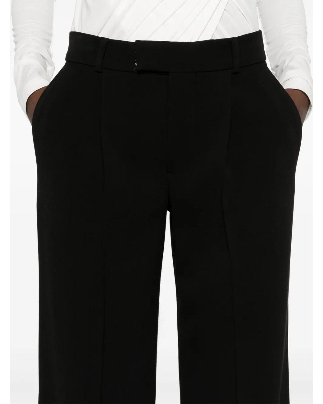 A.M.G Black Pleat-Detail Trousers