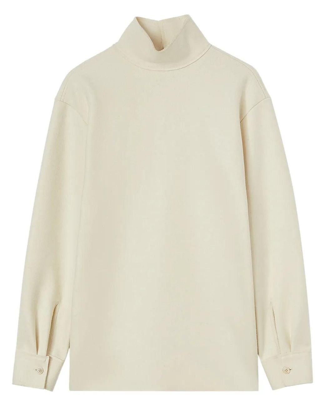 Jil Sander White High-Neck Wool Top