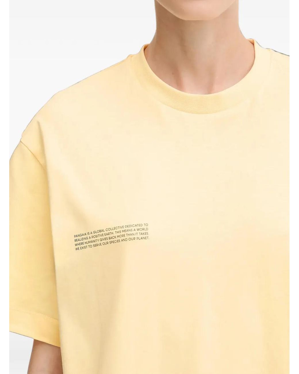 PANGAIA Yellow Text-Print T-Shirt