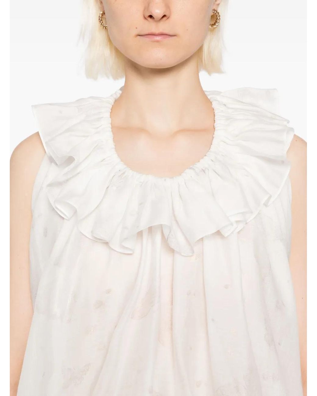 BLAKLACE White Butterfly-Print Top