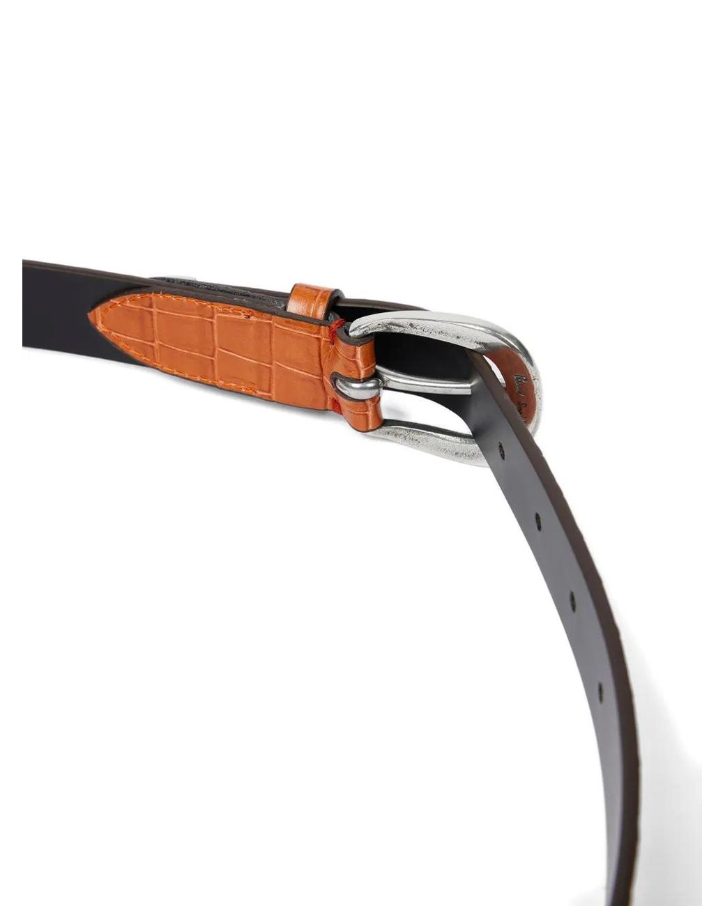 Paul Smith White Crocodile-Effect Leather Belt for men