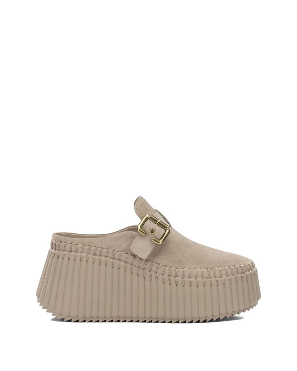 Chloé White Nama Plateau-Mules