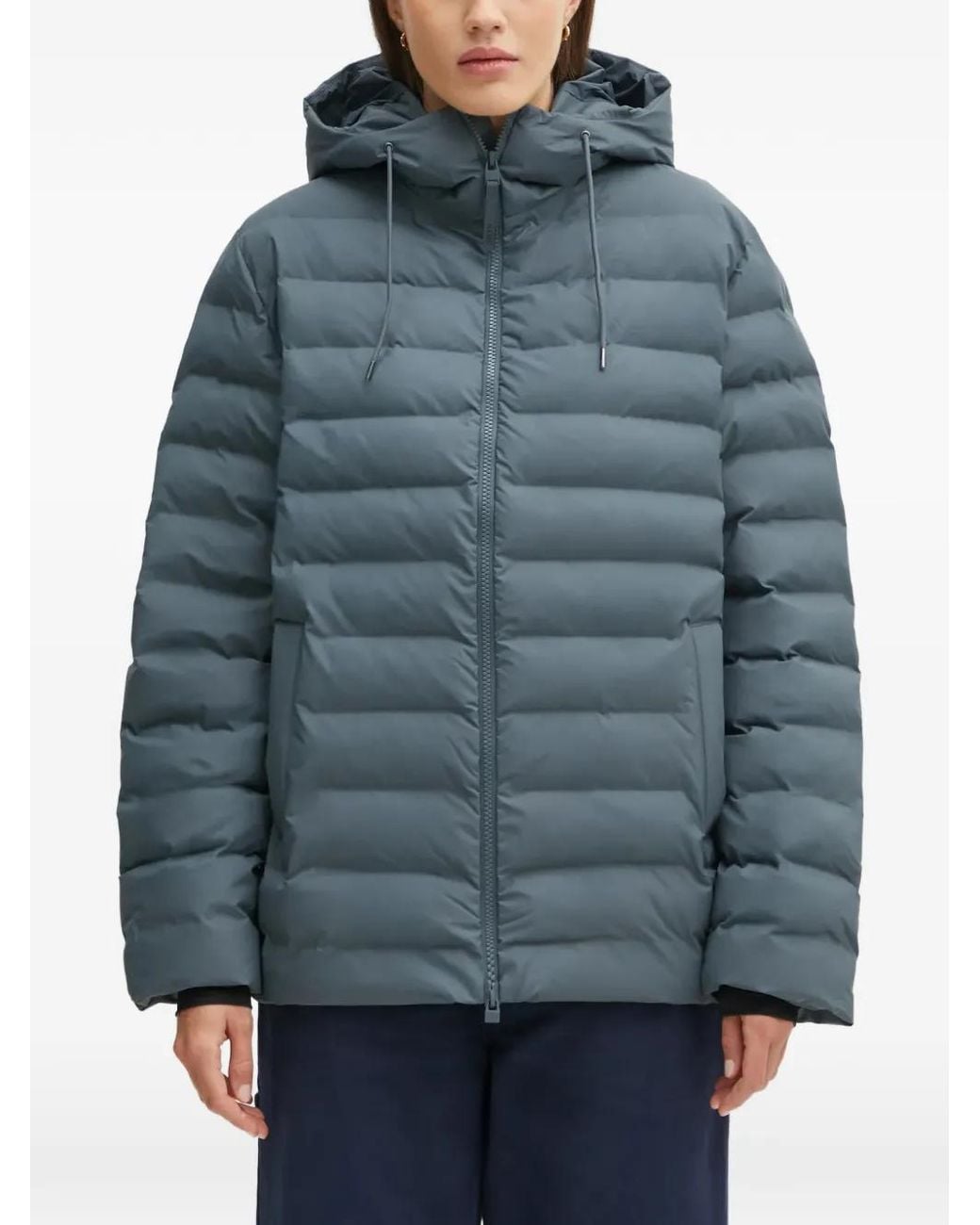 Rains Blue Lohja W3T2 Hooded Puffer Jacket