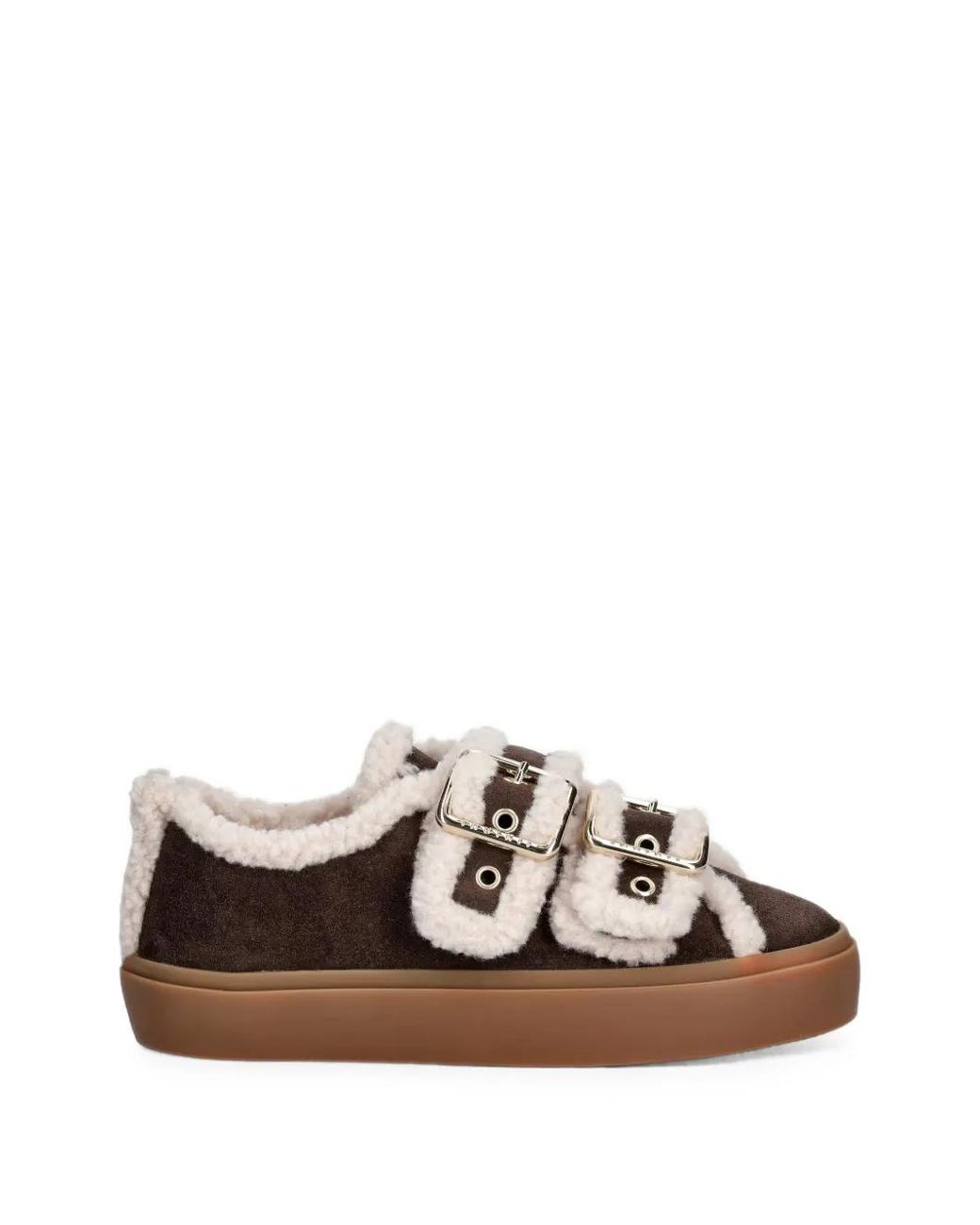 Inuikii Brown Baskets À Bords En Peau Lainée Et Boucle