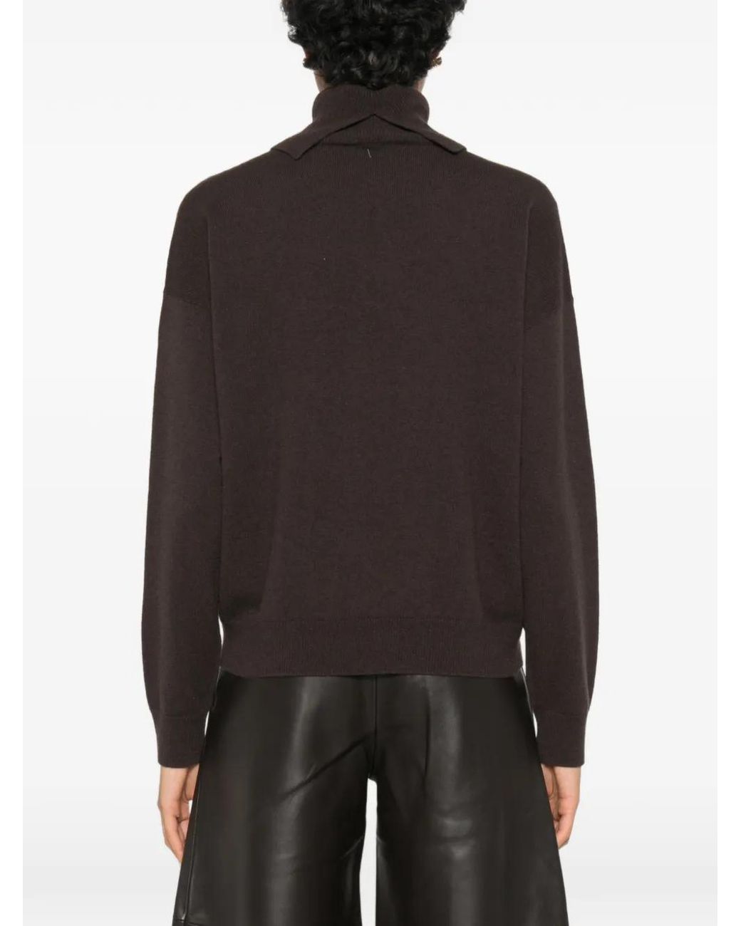 Peserico Brown Argyle Roll-Neck Sweater