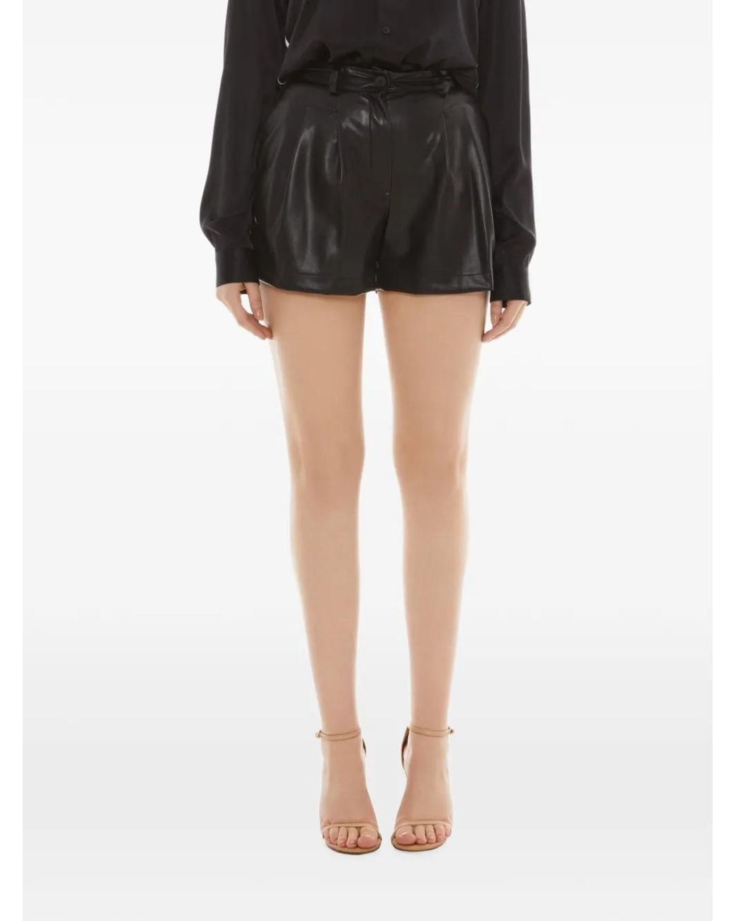 Tessitura Body Couture Black Faux-Leather Shorts