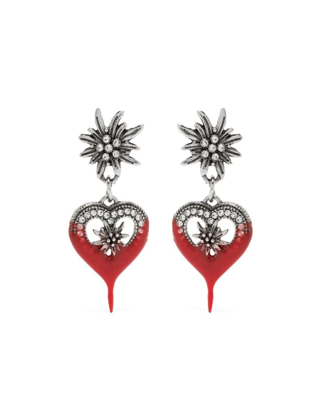 OTTOLINGER White Dipped Flower Heart Earrings