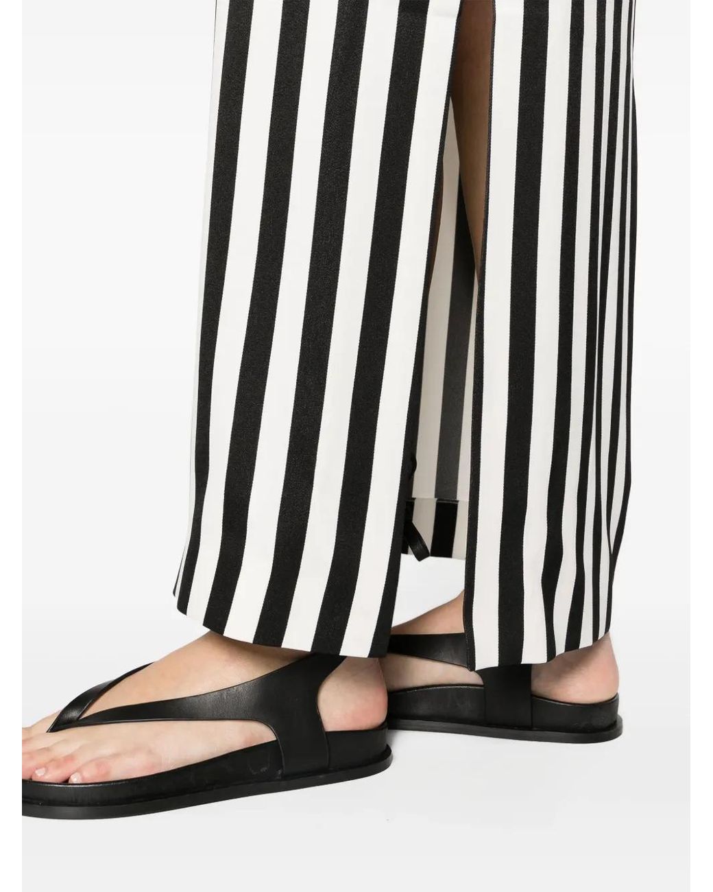 Moschino White Scoop-Neck Striped Long Dress