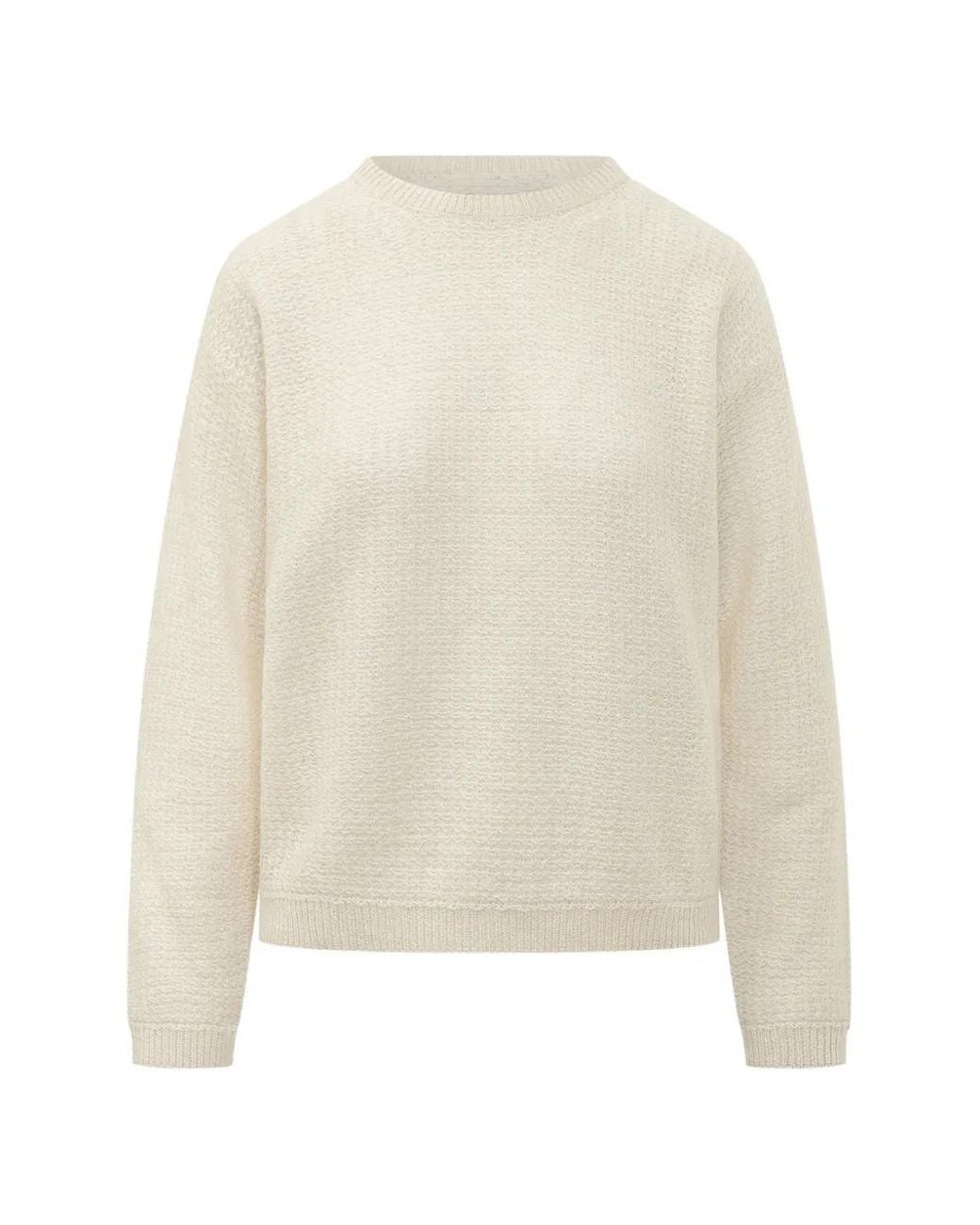 Fabiana Filippi White Textured-Knit Crew-Neck Sweater