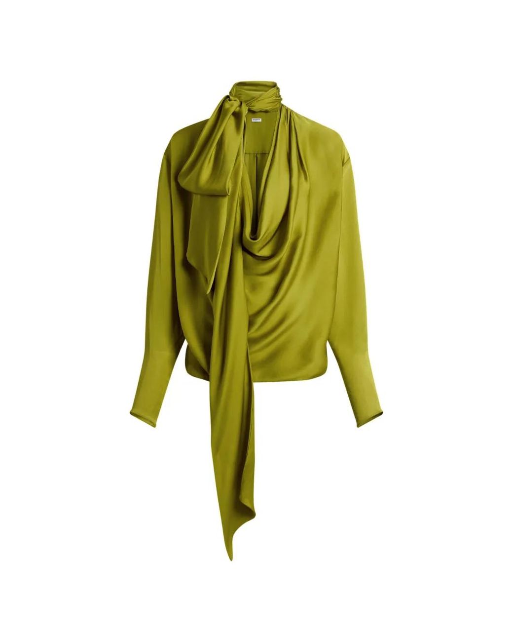 Balmain Yellow Draped Silk Charmeuse Blouse