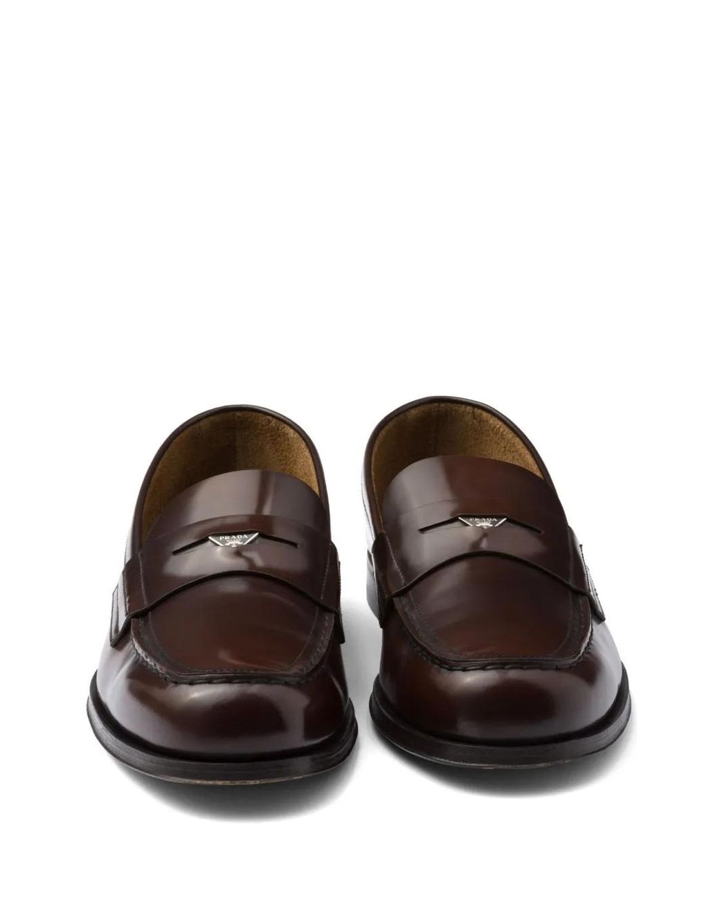 Prada Brown Penny-Slot Leather Loafers for men