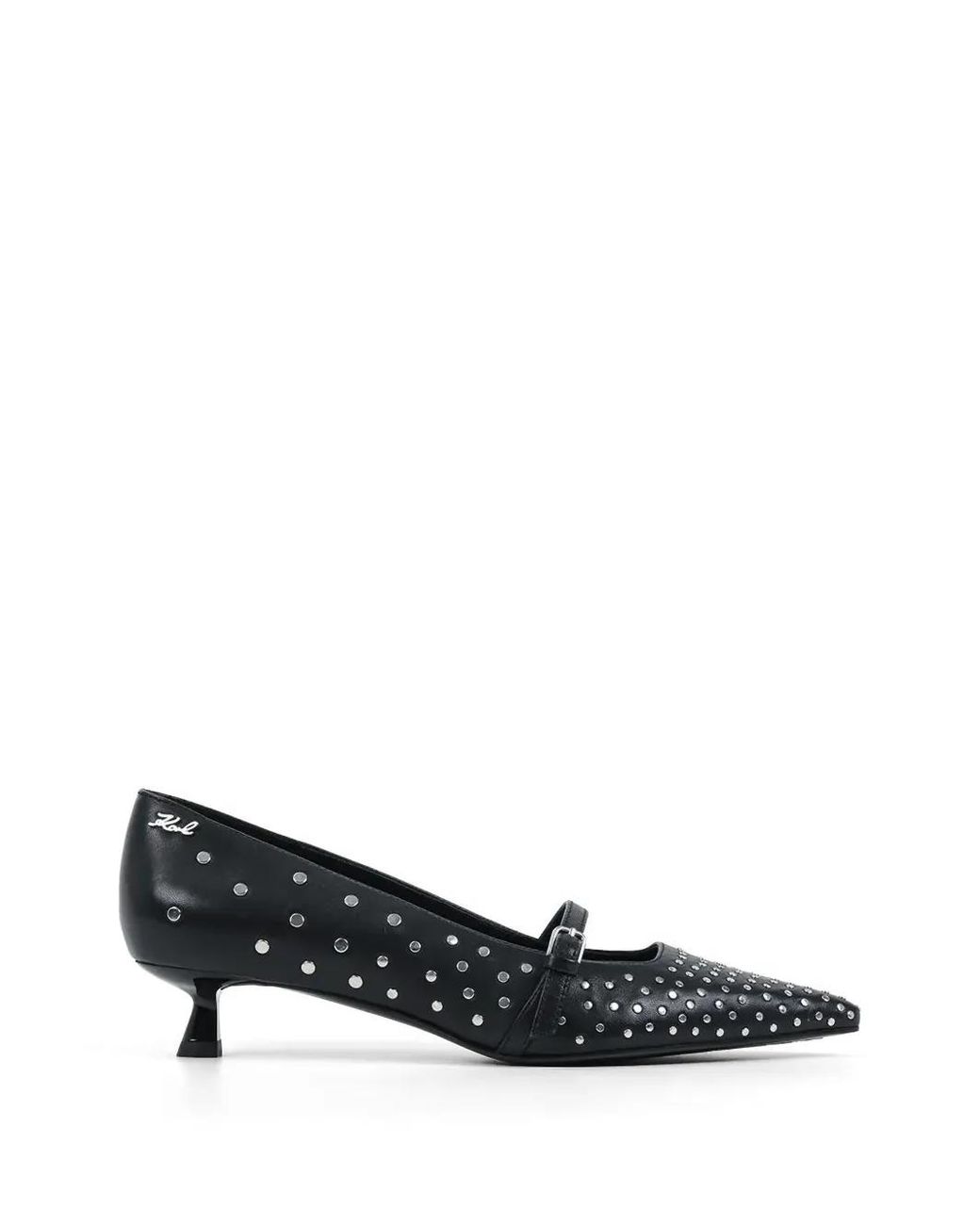 Karl Lagerfeld Black Stud-Embellished Pointed-Toe Pumps