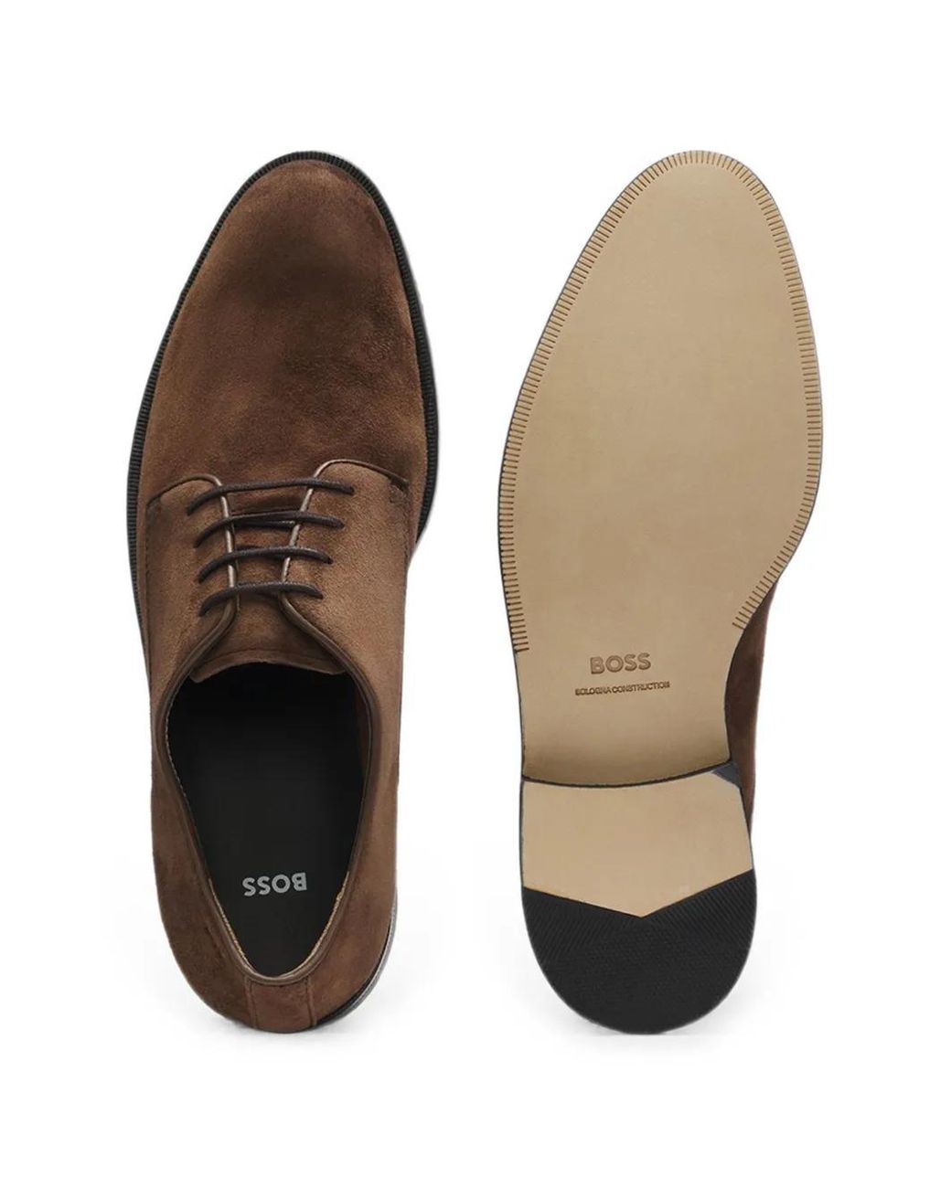 Boss Brown Suede Lace-Up Shoes for men