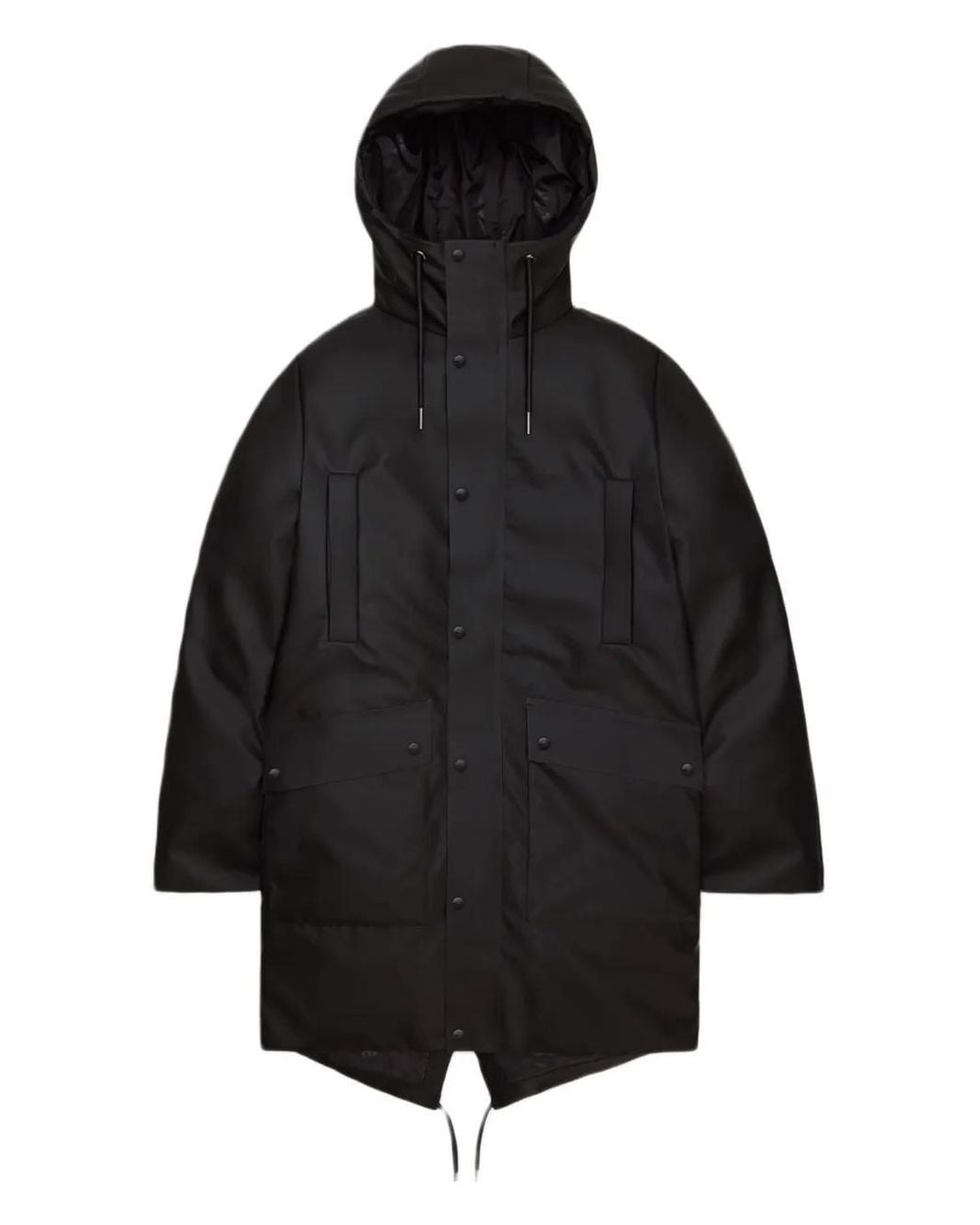 Rains Black Nome Hooded Parka Coat