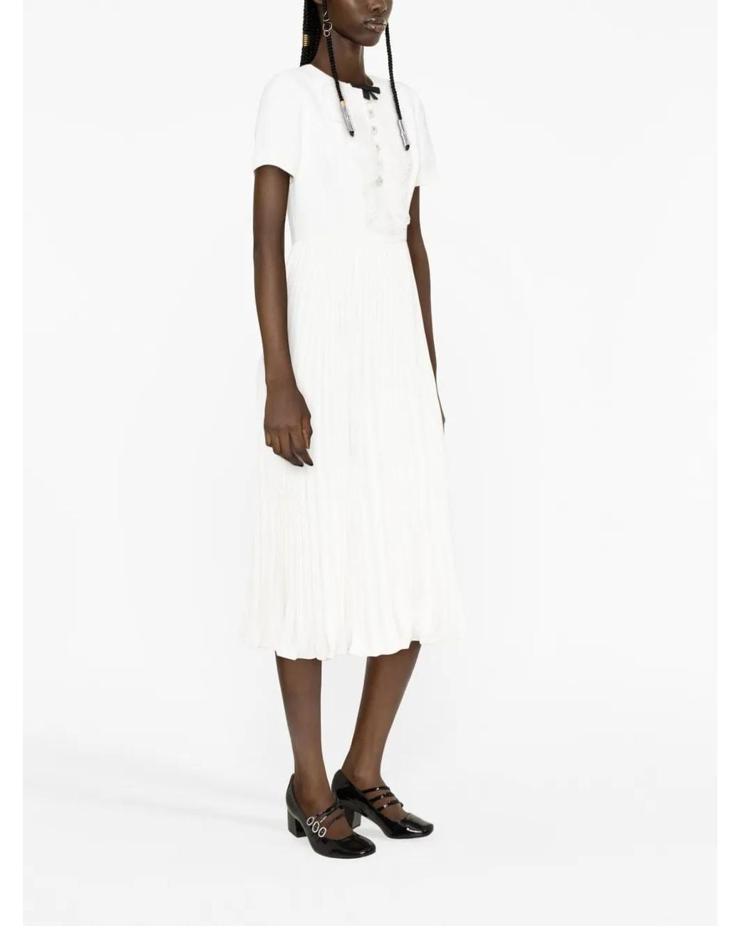 Self-Portrait White Lace Midi Dress
