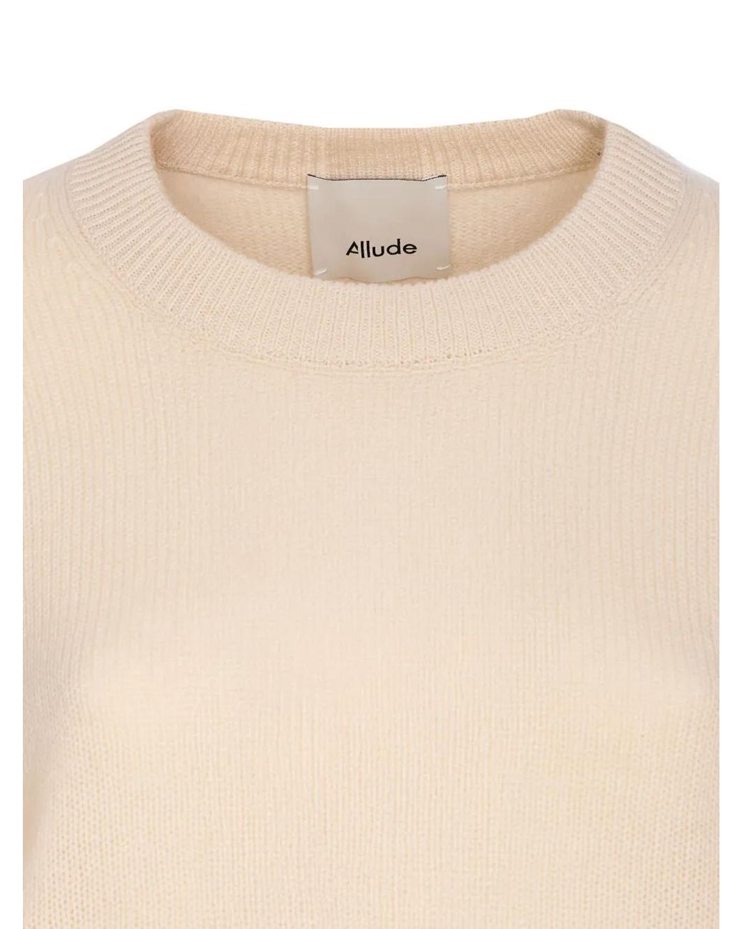 Allude Natural Ribbed Crew-Neck Sweater