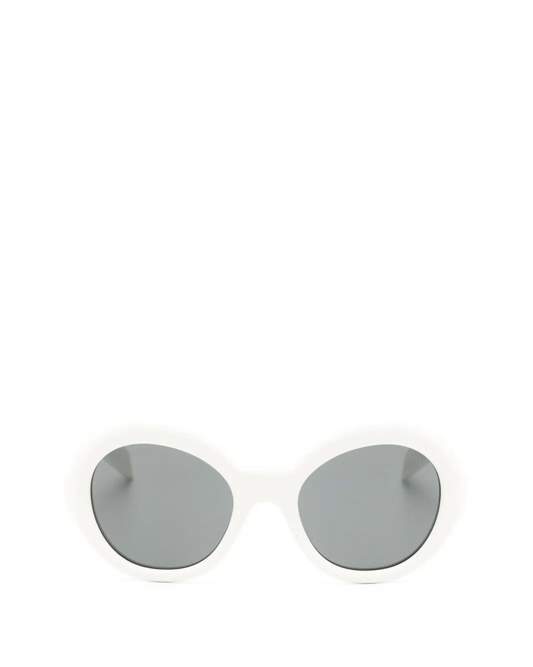 Prada White Lunettes De Soleil À Monture Ronde