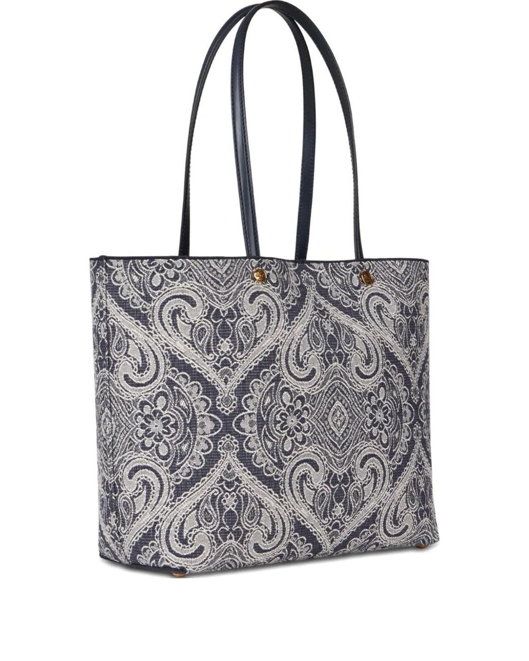 Etro Gray Paisley-Print Open-Top Tote Bag