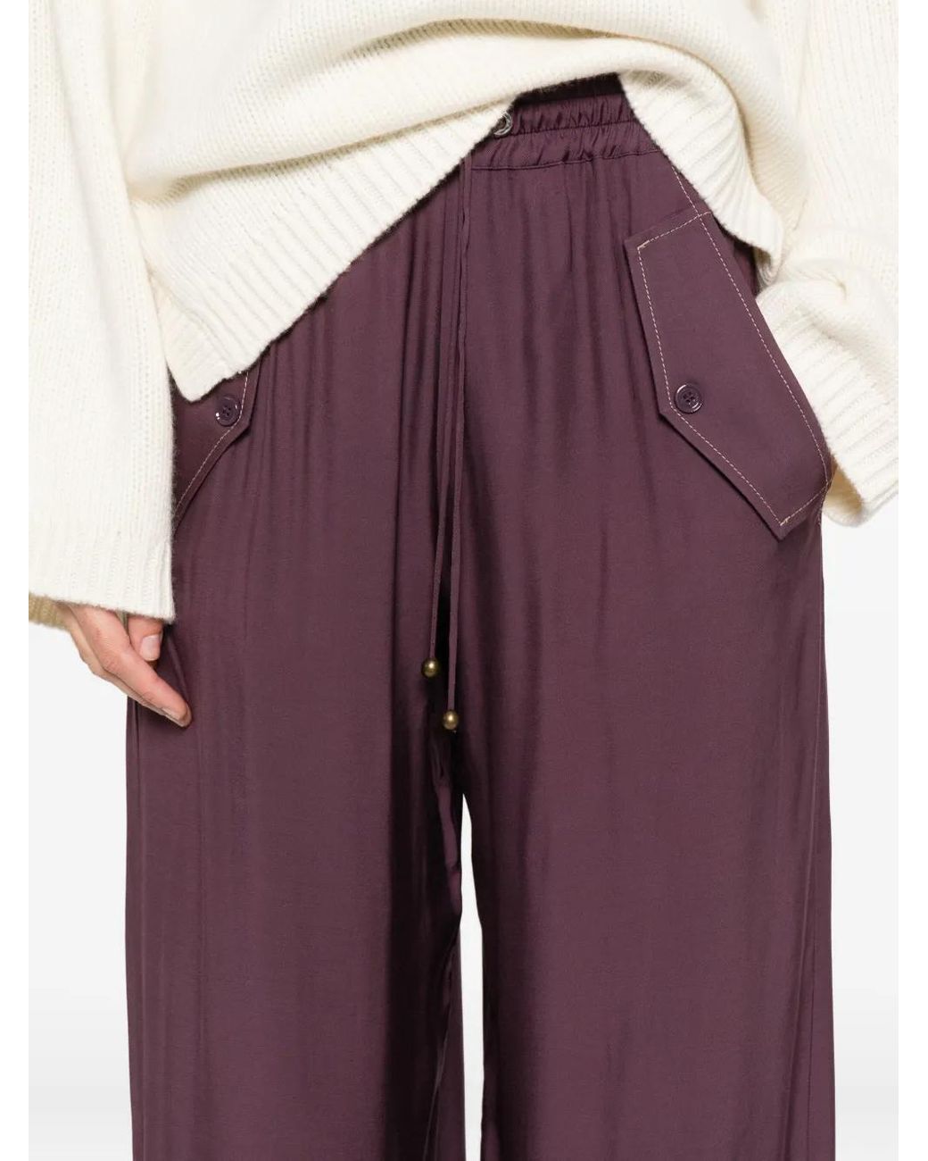 Pinko Purple Drawstring-Fastening Trousers