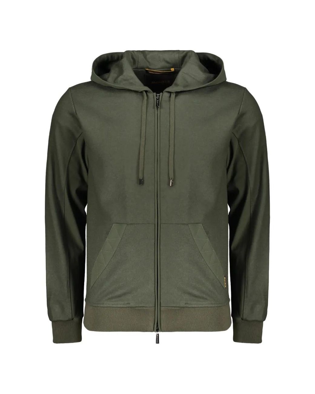 Moorer Green Zip-Up Drawstring Hoodie for men