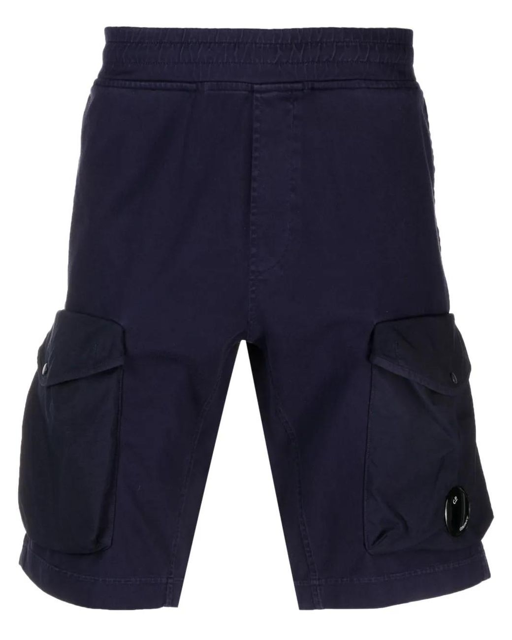 C P Company Blue Lens-Detail Cotton Cargo Shorts for men