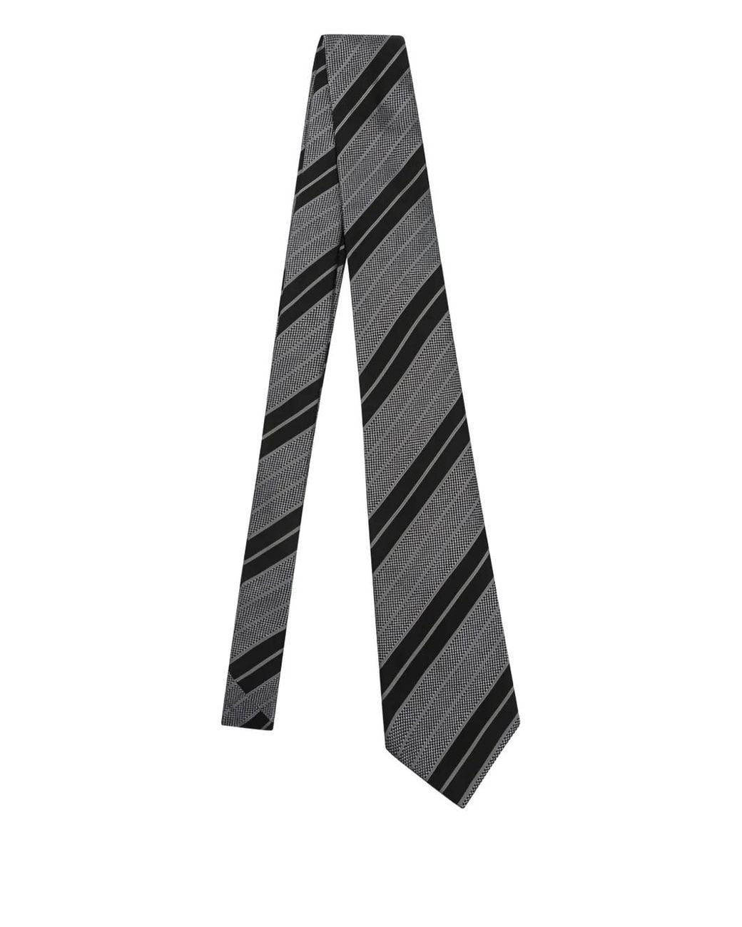 Saint Laurent Black Wide Striped Tie