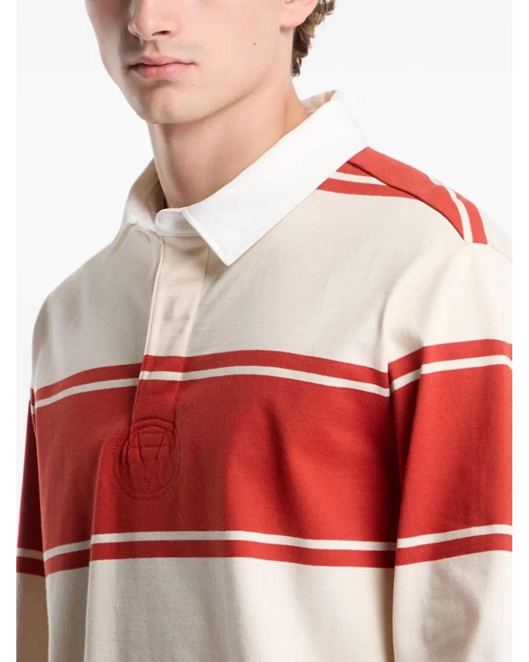 Gant Red Rugger Striped Long-Sleeved Polo Shirt for men