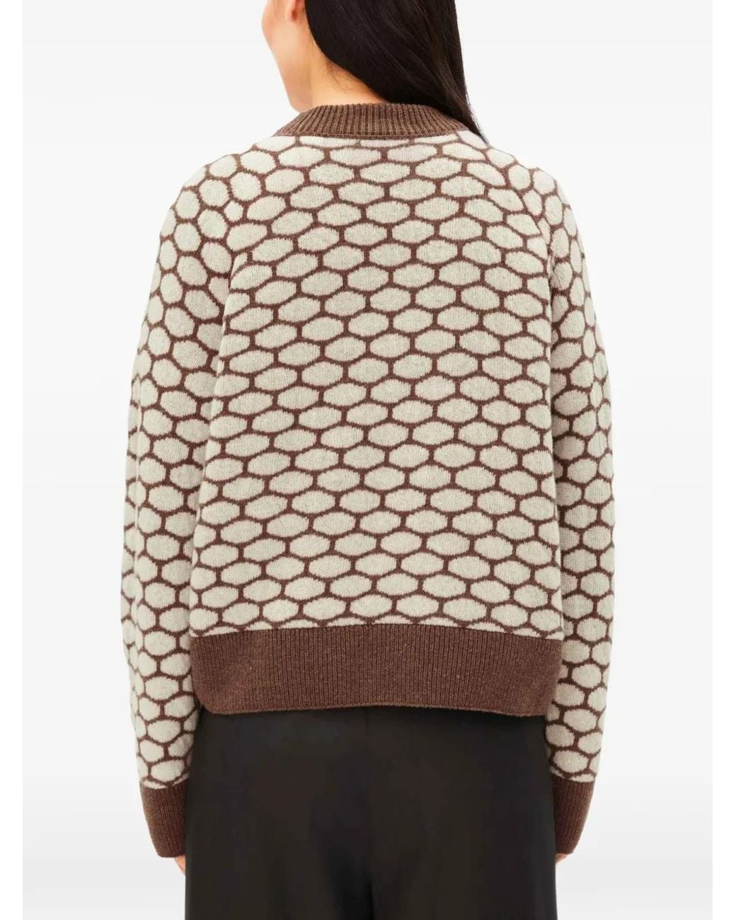 ARMEDANGELS Natural Dotted-Pattern Raglan-Sleeve Sweater