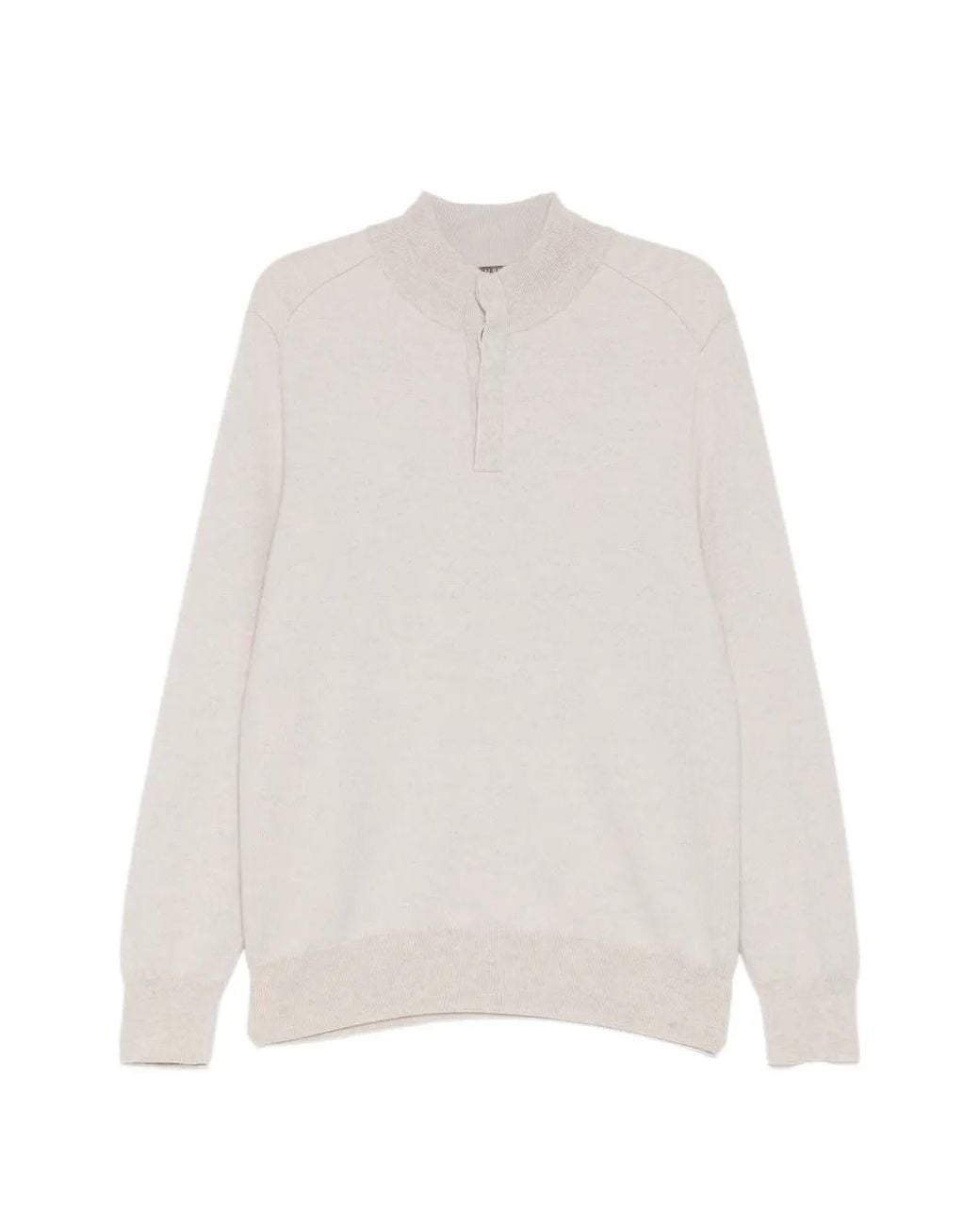 N.Peal Cashmere White Half-Button Sweater for men
