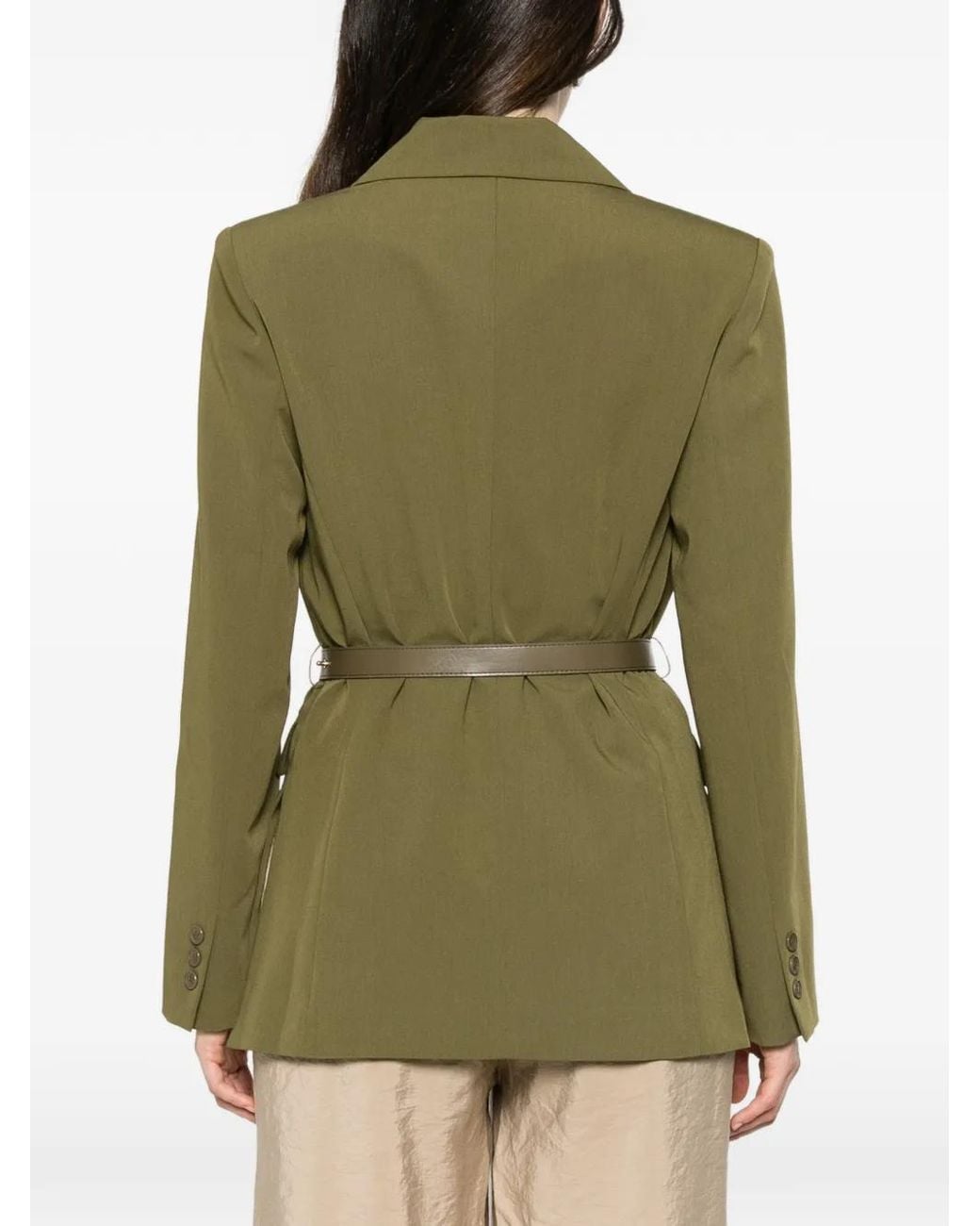 Imperial Green Belted Single-Breasted Blazer