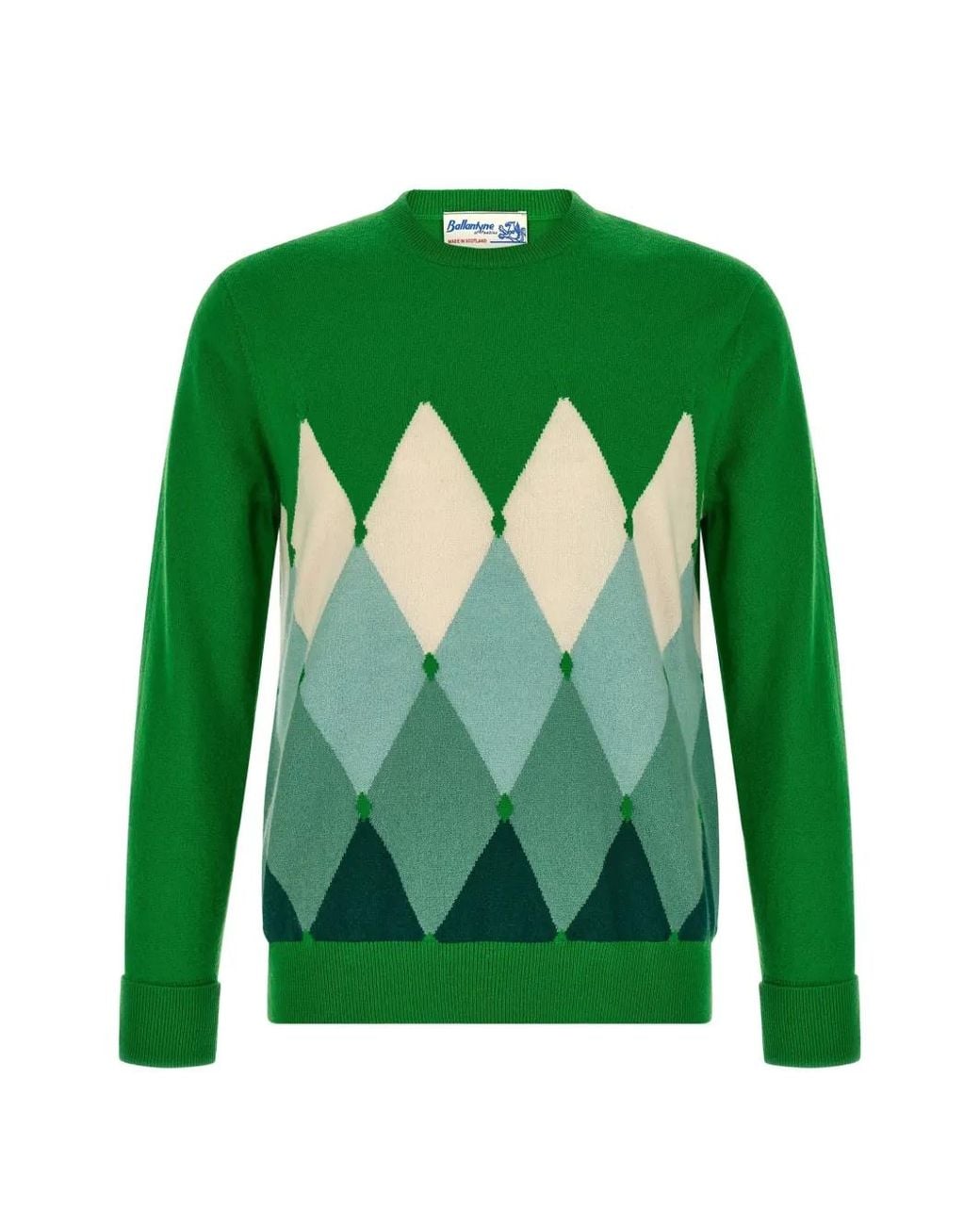Ballantyne Green Argyle-Pattern Cashmere Sweater for men