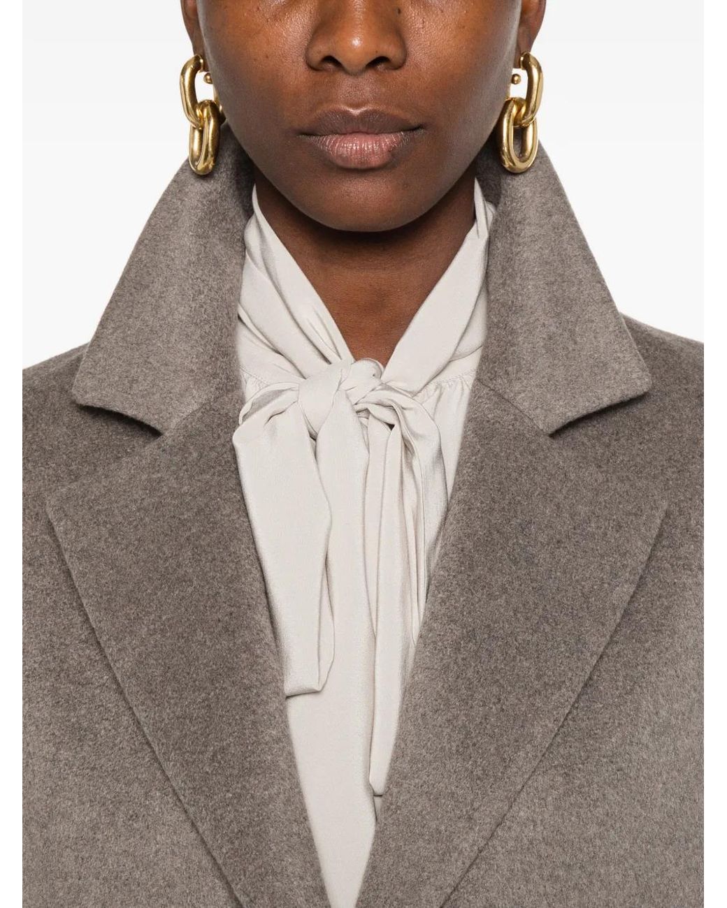 Barba Napoli Gray Manteau Louise À Simple Boutonnage Et Poches Plaquées