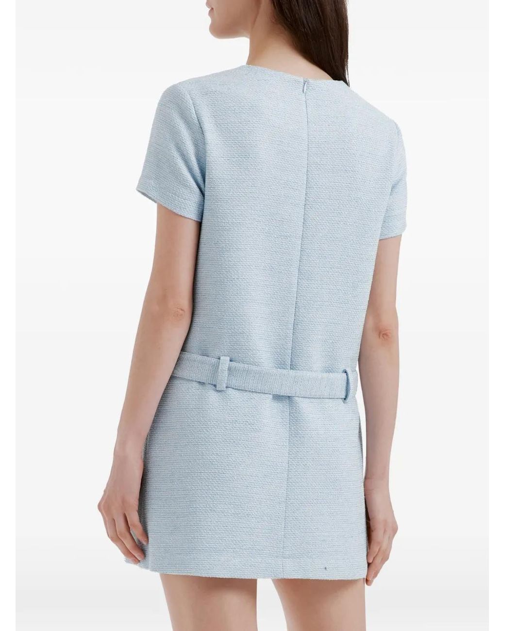 B+ AB Blue Distressed-Detail Mini Dress