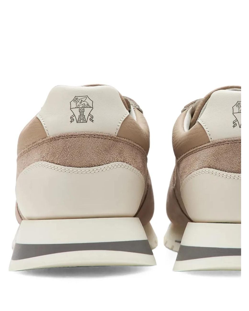 Brunello Cucinelli Natural Washed Suede And Calfskin Runners for men