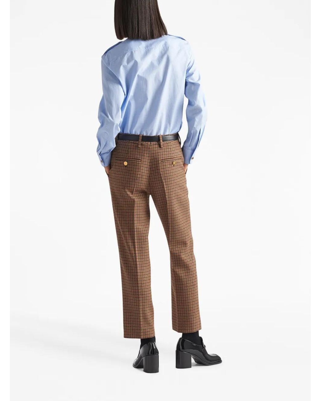 Prada Brown Houndstooth Check Pants