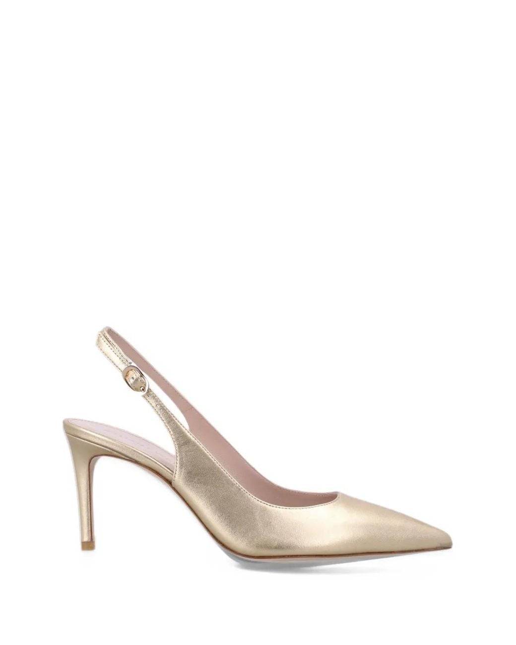 Stuart Weitzman White Power Pointed-Toe Slingback Mules