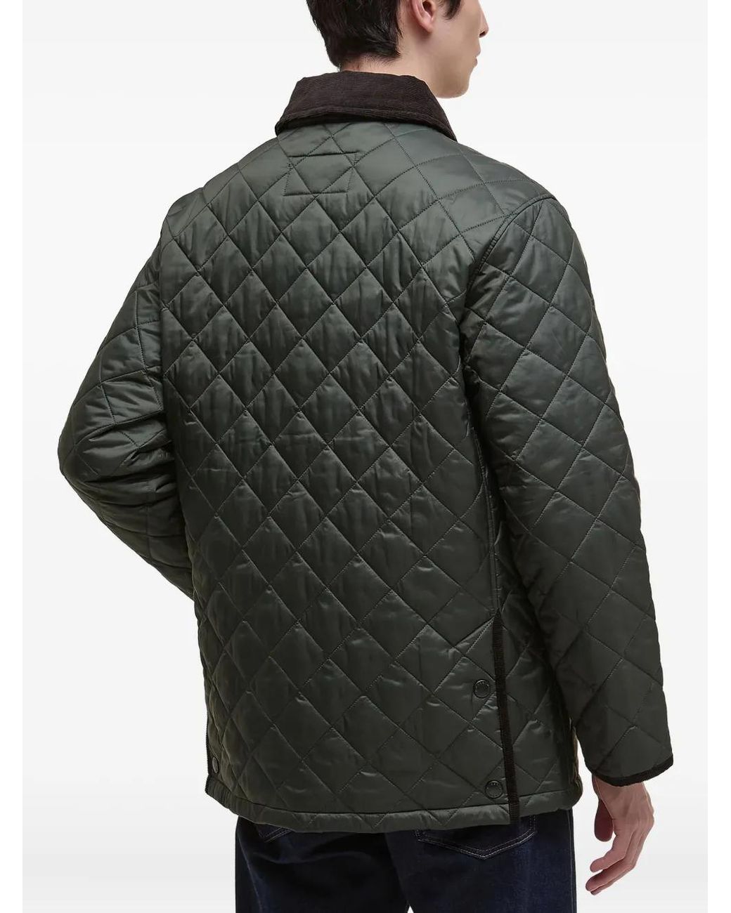 Barbour Gray Diamond-Quilted Corduroy-Collar Jacket for men